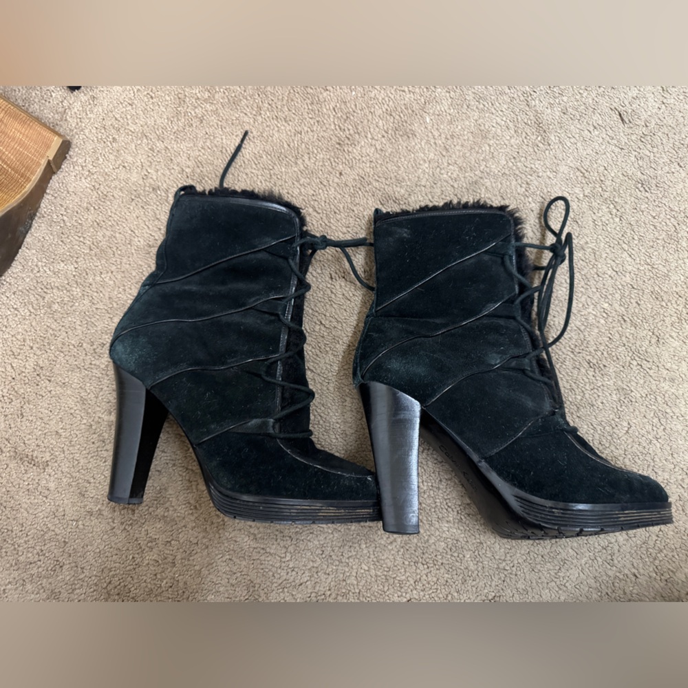 Calvin Klein Faux Fur Lined Black Heeled Boots